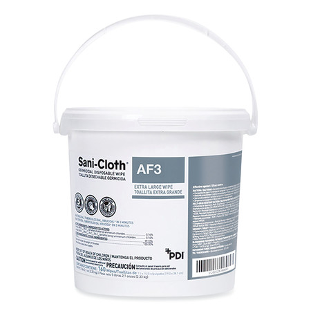 SANI PROFESSIONAL Sani-Cloth AF3 Germicidal Disposable Wipes, XL, 1-Ply, 7.5x15, Unscented, White, 160 Wipes/Pail, 2PK P1450PCT